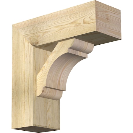 Olympic Block Rough Sawn Bracket W/ Offset Brace, Douglas Fir, 8W X 22D X 22H